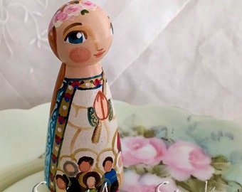 Queen of Saints Catholic Saint Doll - Wooden Toy - Made to Order