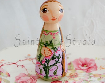 St Olivia of Palermo Catholic Saint Doll - Wooden Toy - Made to Order