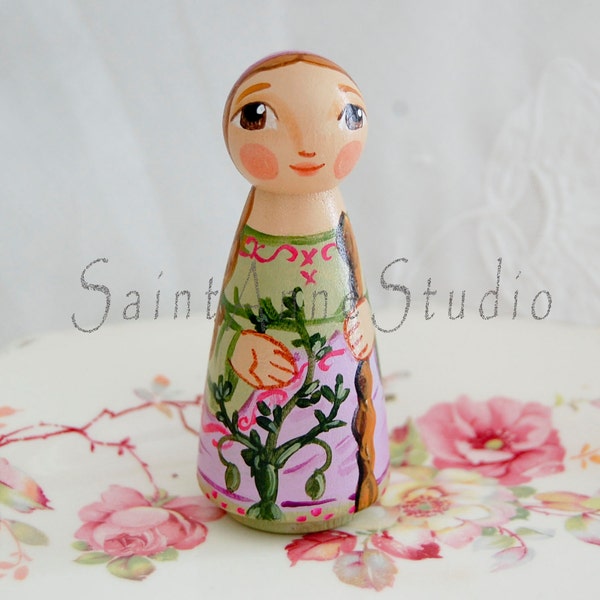 St Olivia of Palermo Catholic Saint Doll - Wooden Toy - Made to Order