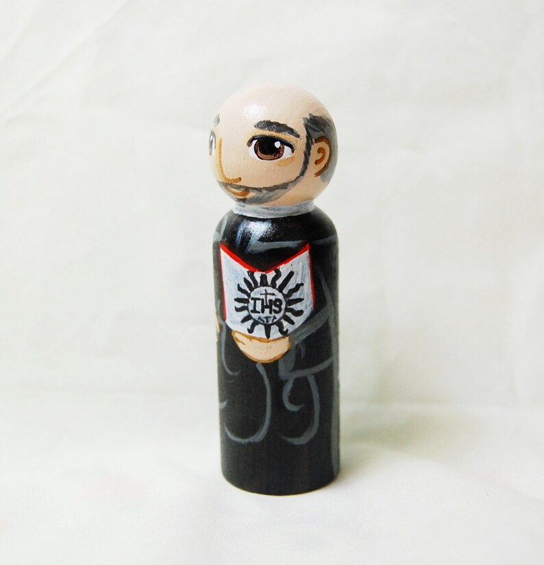 St Ignatius of Loyola Catholic Saint Doll Wooden Toy Made to Order image 2