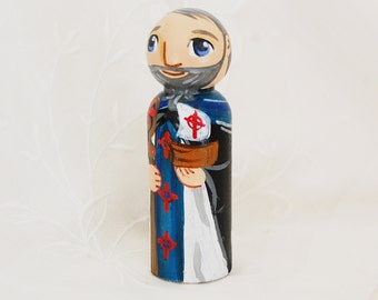 Saint Brendan the Navigator Catholic Saint Toy - Wooden Peg Doll - Made to Order