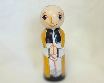 St John Marie Vianney the Cure of Ars Catholic Saint Peg Doll Toy - Made to Order