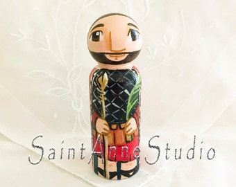 St Victor or Marseilles Catholic Saint Doll - Wooden Toy - Made to Order