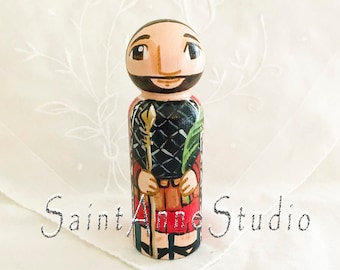 St Victor or Marseilles Catholic Saint Doll - Wooden Toy - Made to Order