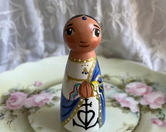 Muñeca de Santa Sara Kali o Sara-la-Kali, santa católica - Juguete de madera - Hecho por encargo