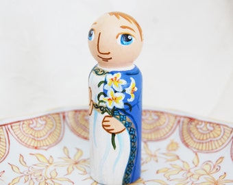 Saint Gabriel Archangel Catholic Saint Doll - Wooden Toy - Made to Order