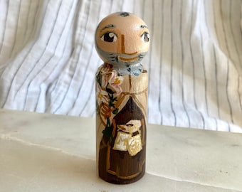 Saint Simon Stock Catholic Saint Doll - Blessed Mother Wooden Statue - Pro Life Gift - Made to order