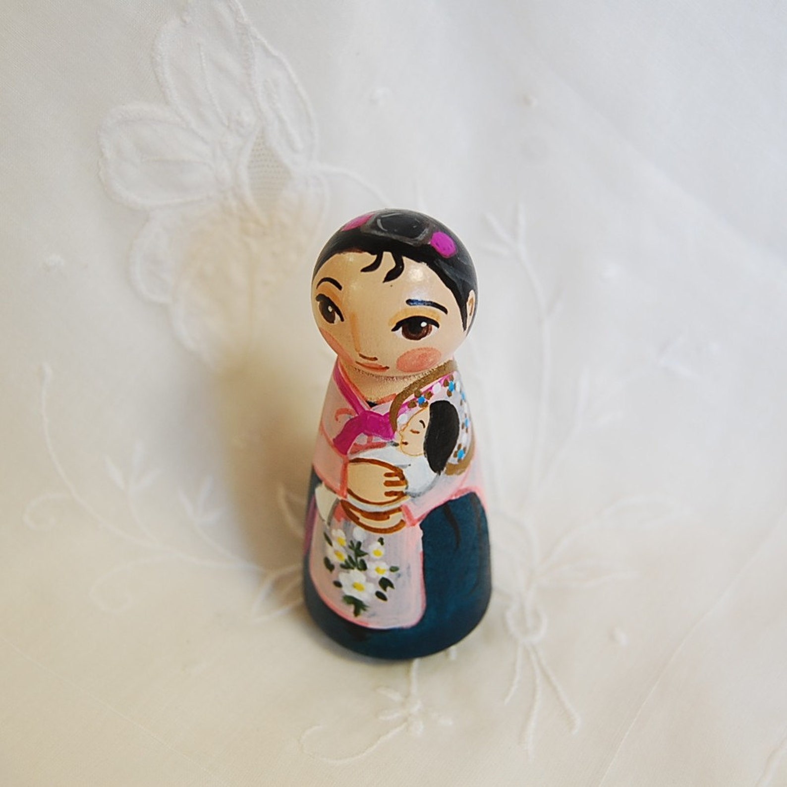 Our Lady of Korea Catholic Saint Doll Blessed Mother Wooden Etsy