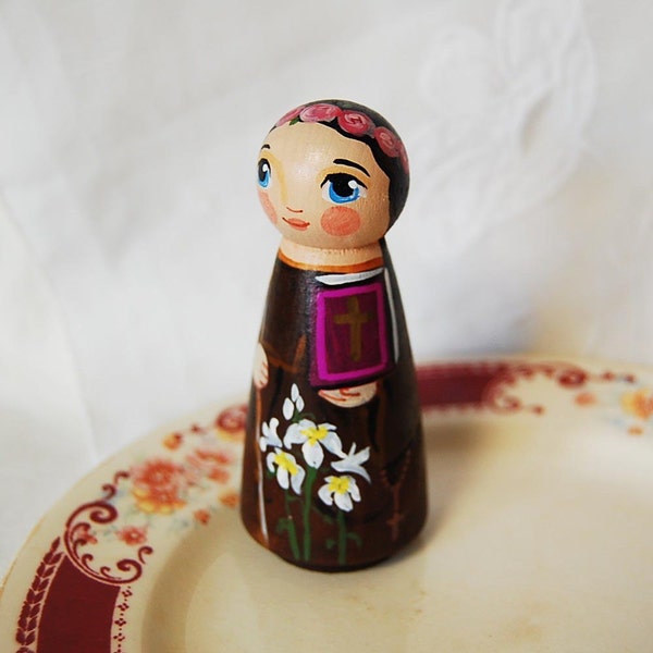 St Rosalia of Palermo Sicily Catholic Saint Doll - Wooden Toy - Made to Order
