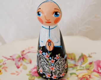 St Catherine Laboure Catholic Saint Doll - Wooden Toy - Made to Order