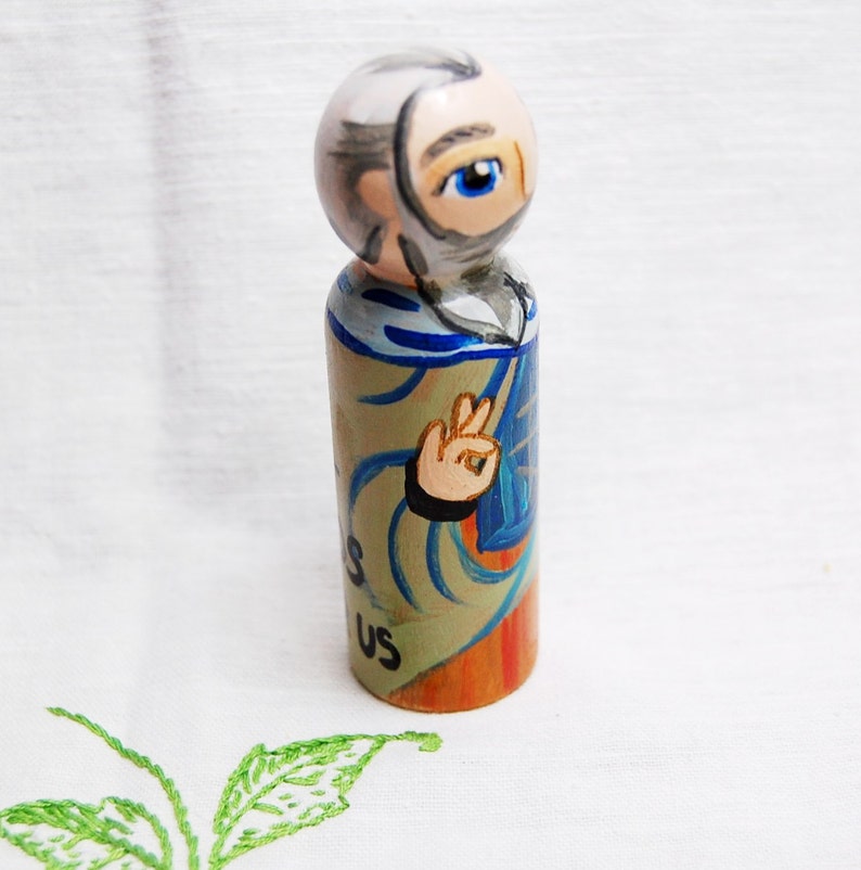 St Maximus Wooden Toy Catholic Saint Doll Baptism gift Made to Order image 3