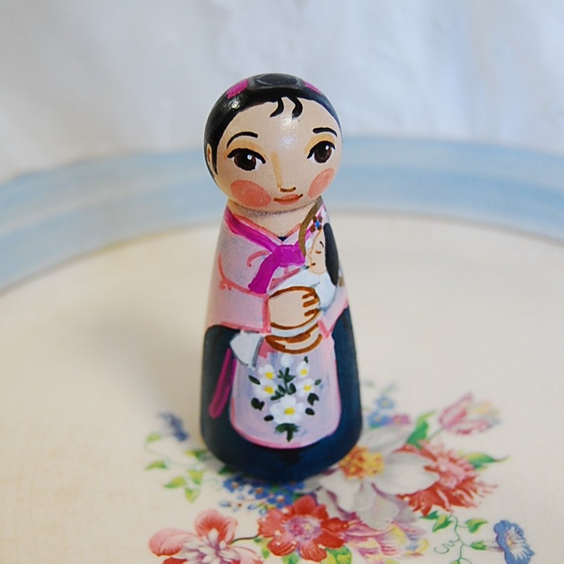 Our Lady of Korea Catholic Saint Doll Blessed Mother Wooden Etsy