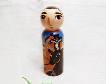 Saint Eustace Wooden Doll - Catholic Toy - Made to Order