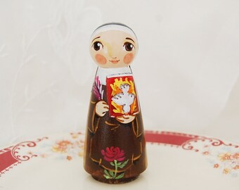 Saint Teresa of Avila Doll - Catholic Saint Doll - Wooden Peg Toy - Made to Order