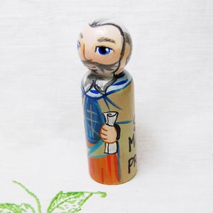 St Maximus Wooden Toy Catholic Saint Doll Baptism gift Made to Order image 2