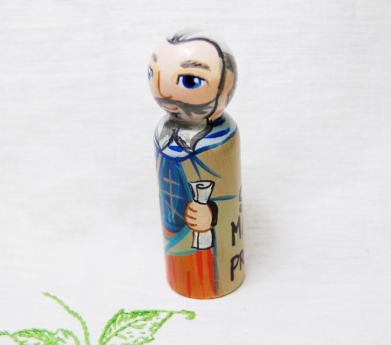 St Maximus Wooden Toy Catholic Saint Doll Baptism gift Made to Order image 2