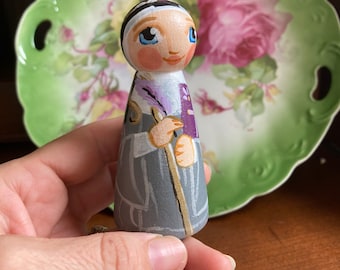 St. Bridget of Sweden Catholic Saint Doll - Wooden Toy - Made to Order