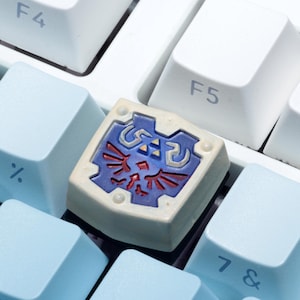 Copritasti Zelda Hylian Shield Copritasti Zelda Premium stampati in 3D per tastiere meccaniche TOTK Regalo per Gamer Cosplayer BOTW Compleanno Fan di Zelda