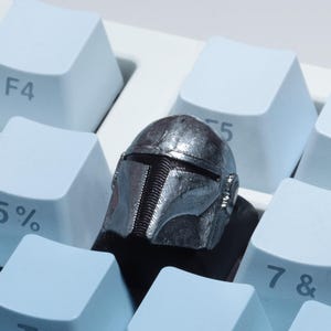Mandalorian Inspired Keycap Hand-Painted Star Wars 3D-Printed Artisan Keycap for Mechanical Keyboards Collectible Star Wars Decor Geek Gift