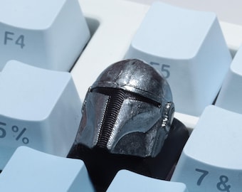 Mandalorian Inspired Keycap Hand-Painted Star Wars 3D-Printed Artisan Keycap for Mechanical Keyboards Collectible Star Wars Decor Geek Gift