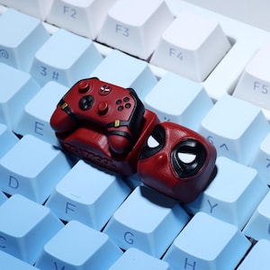 Deadpool Artisan Keycap Set with 1U Mask & 1.5U Game Controller Hand Painted Resin Keycaps for Cherry MX Mechanical Keyboards Gamer Gifts