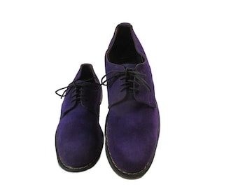 Vintage Men's Purple Suede John Fluevog Gibson Shoes with Dr. Marten Soles from England UK 11 Men's U.S. Size 12