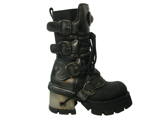 New Rock Cybergoth Platform Boots Women's Black an