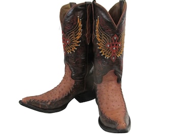 Mens Soto Handmade Red and Brown Leather Extreme Pointy Toe