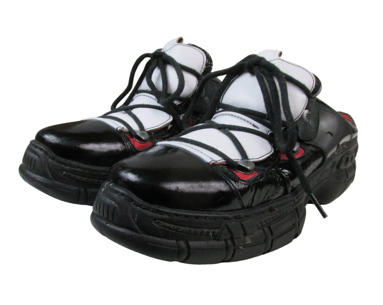 Vintage Mens New Rock Anatomical Sole 4 Buckle Black Leather