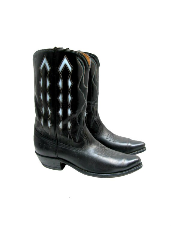 black and blue cowboy boots