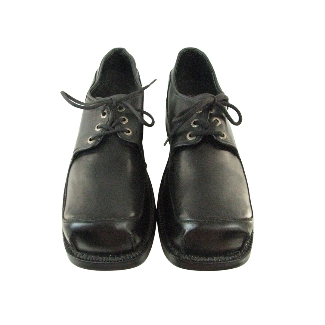 Vintage 90s Muro Rudy Box Toe Shoes Mens Black All Leather Etsy