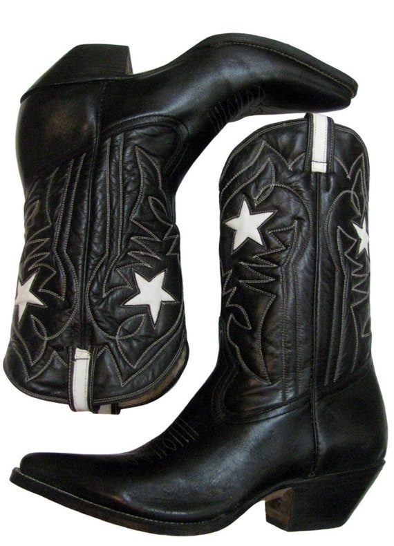 Vintage Rancho Loco Mens Black With White Leather… - image 3