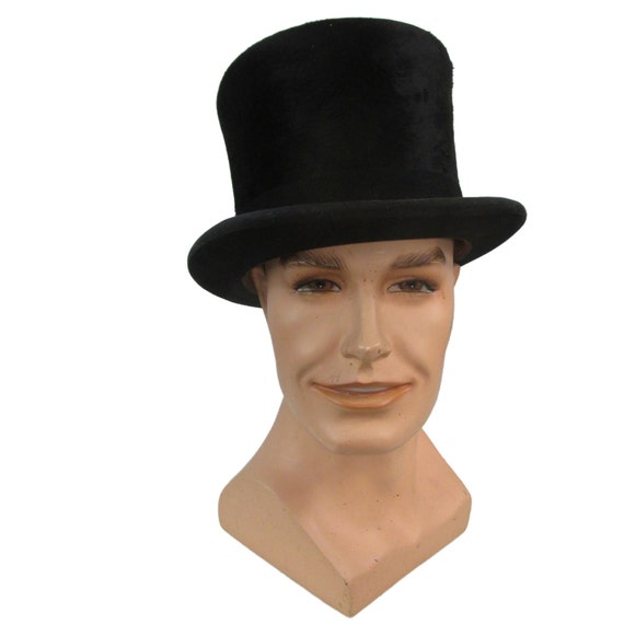 Vintage 1910 Beaver Fur Top Hat Antique Men's Loc… - image 2