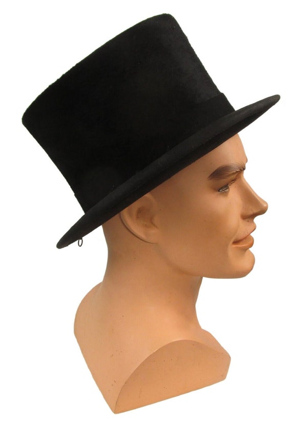 Vintage 1910 Beaver Fur Top Hat Antique Men's Loc… - image 3