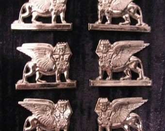 Egyptian Sphinx Jewelry Charms Stampings Findings (6 pieces)