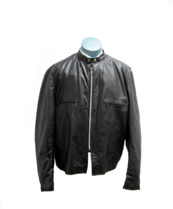 Chaqueta de Cuero de moto tres cuartos estilo Cafe Racer