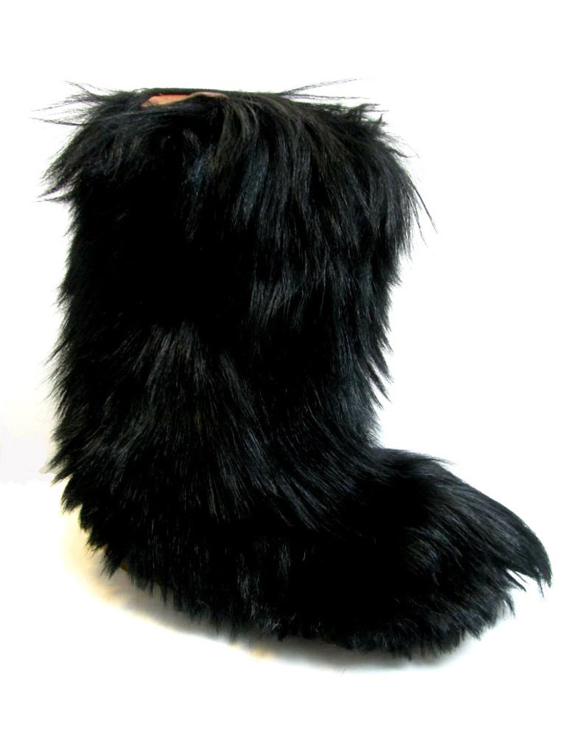 Mens Veri Pelle Furry Ski Boots Vintage Apres Skywalk Black Etsy