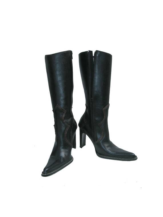 black pointed toe boots