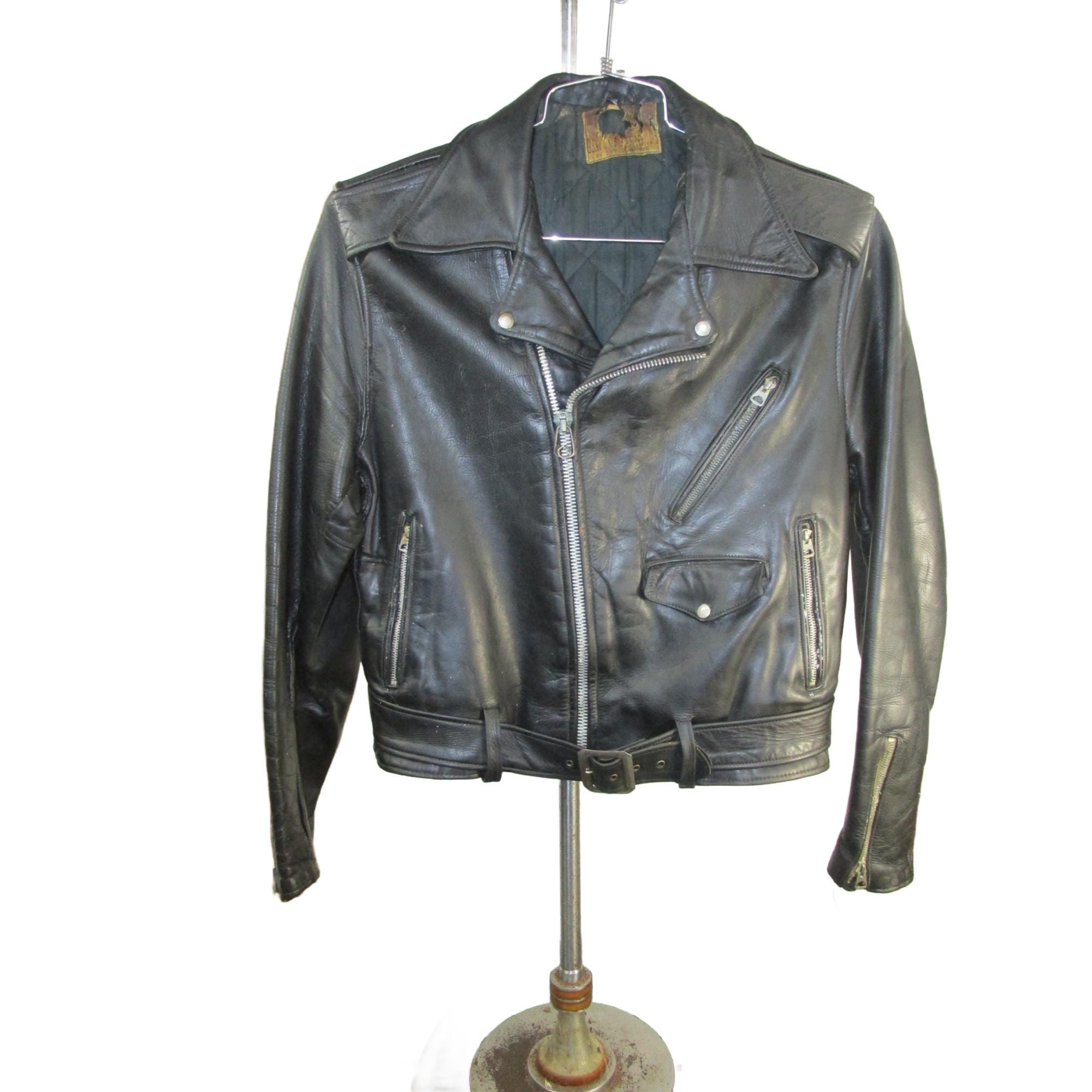 Vintage 1950s Genuine Horsehide All Weather Black Leather