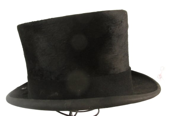 Vintage 1910 Beaver Fur Top Hat Antique Men's Loc… - image 7