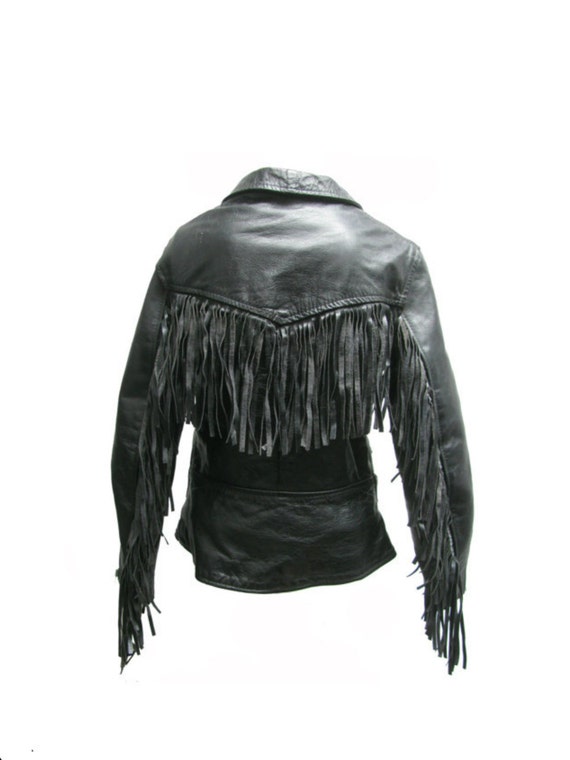 Black Leather English Style Fringed Double Buckle Motorcycle Black Leather English Style Fringed