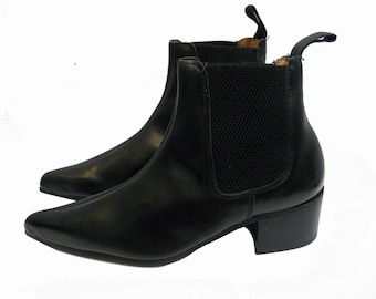 English Chelsea Boots Tredair UK Black Leather Pointed Toe Boots From England Fits Womens  US Size 6