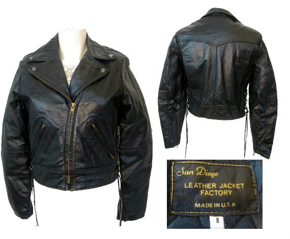 Vintage 1970s Womens San Diego Leather Jacket Factory Black - Etsy