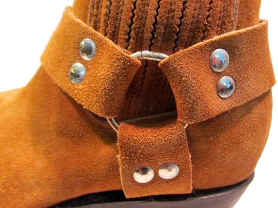 SHOEHI ■ Nana Cowhide Suede Two Belt Boots (3Colors) Nana Harness Boots Vintage Womens Tobacco Brown Suede Square
