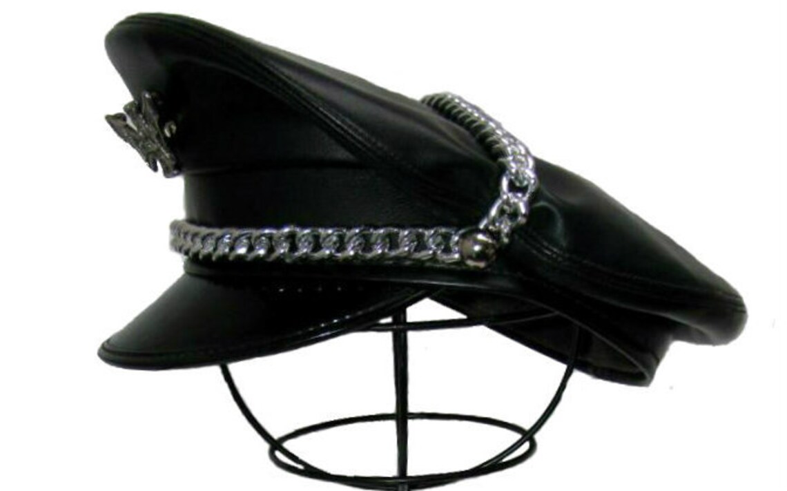 Rocker Motorcycle Hat Mens Black Vegetarian NonLeather Biker Etsy