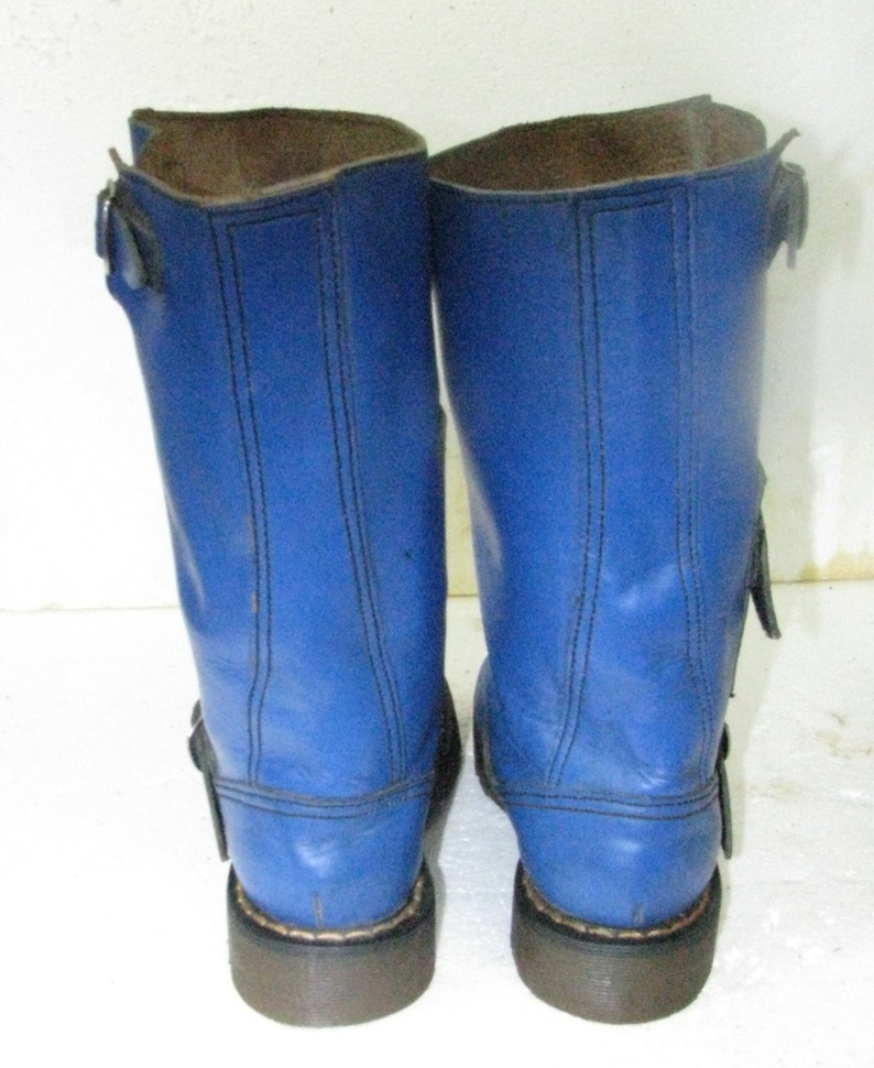 Doc Martens Motorcycle Boot Vintage Blue Leather Trash and Etsy