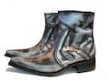 Vintage 1990s Mens Destroy Pewter Silver Rub-off Leather Ankle High Western Chelsea Boots from Spain Men's Euro 42 / US 8 1/2