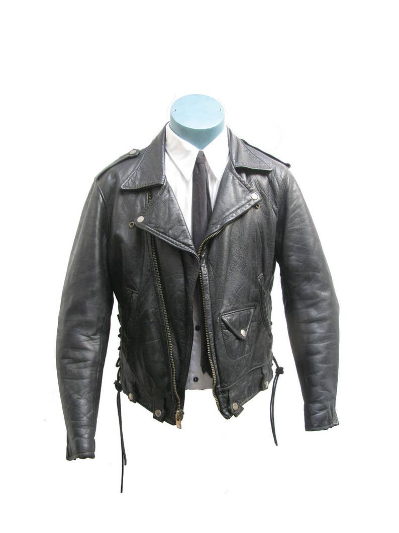Vintage Golden Bear Motorcycle Jacket Mens 1970s Black Leather Image 0
