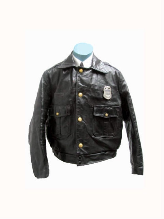 Mens Vintage 1960s Leather Police Jacket Taylors Leatherwear - Chicago Police Leather Motorcycle Jacket Mens Vintage 1960s Leather Police Jacket Taylors Leatherwear - Chicago Police Leather Motorcycle Jacket