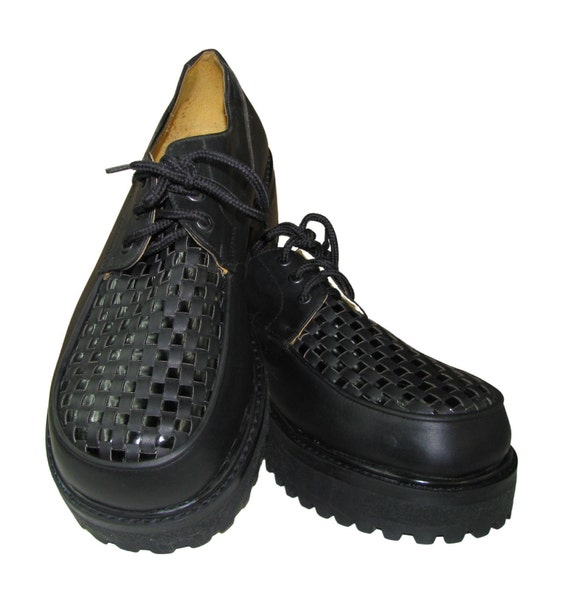 Vintage 1990s GBX Mens Black on Black Leather Lace up Weave  display picture 2